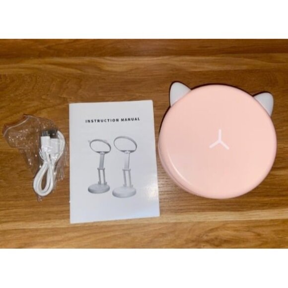 New Cute Desk Lamp Foldable & Portable Lamp, Rechargeable Brightness Pink Lamp - Picture 2 of 3